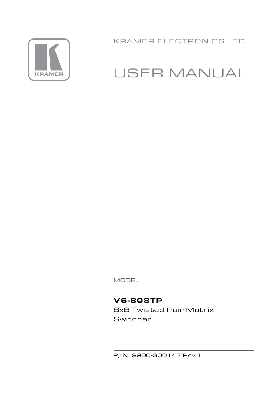 Kramer Electronics VS-808TP User Manual | 33 pages