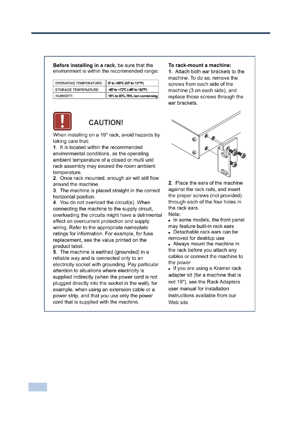 5 installing the vs-808tp in a rack, Installing the vs-808tp in a rack, 5installing the vs-808tp in a rack | Kramer Electronics VS-808TP User Manual | Page 10 / 33