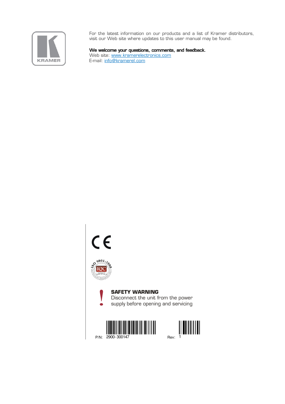 Kramer Electronics VS-808TP User Manual | Page 33 / 33