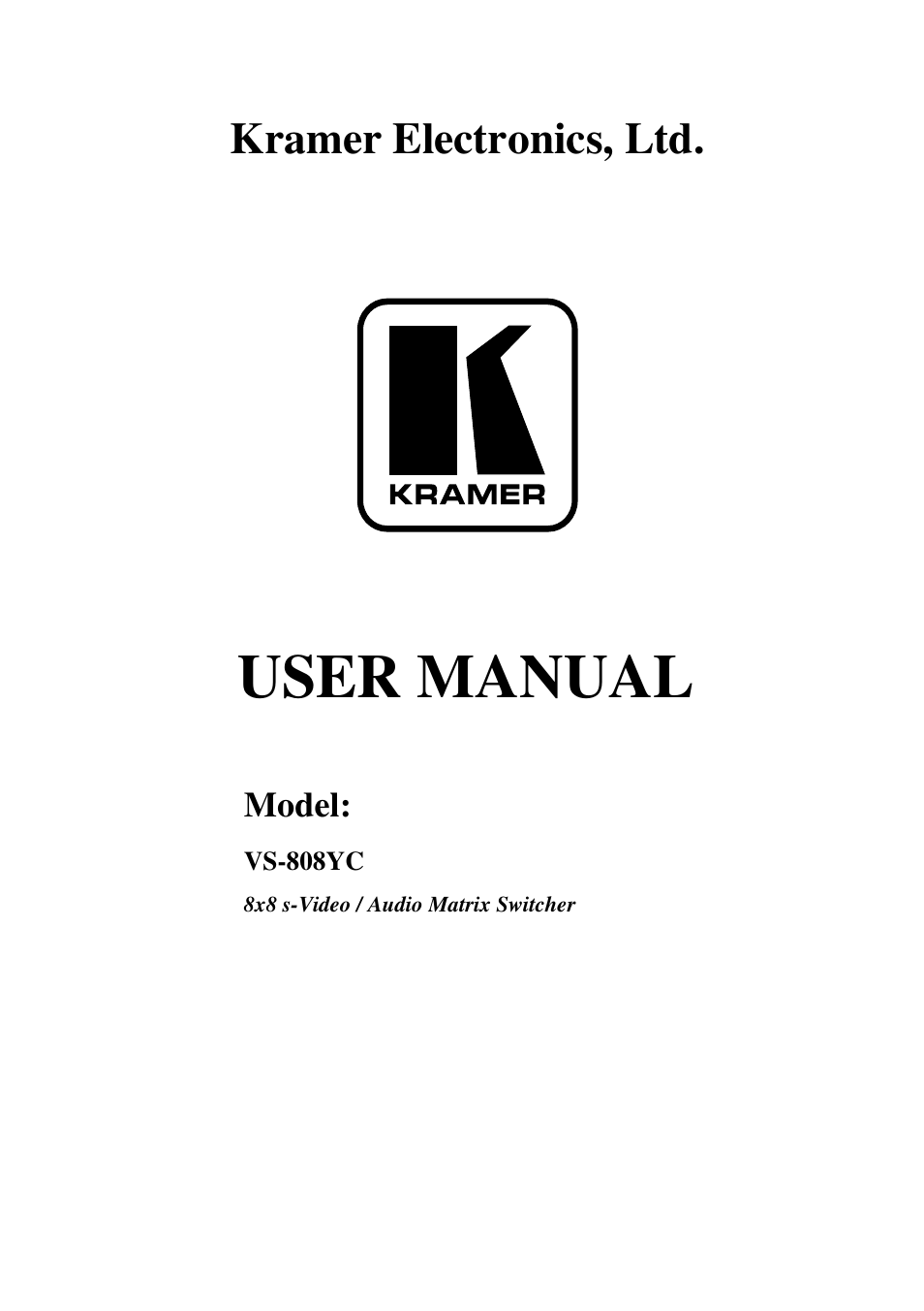 Kramer Electronics VS-808YC User Manual | 38 pages