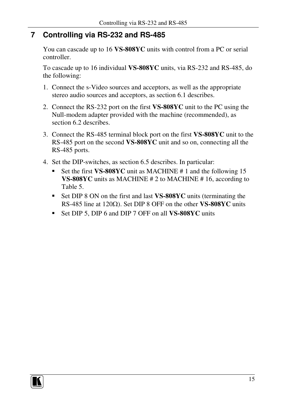 Kramer Electronics VS-808YC User Manual | Page 18 / 38