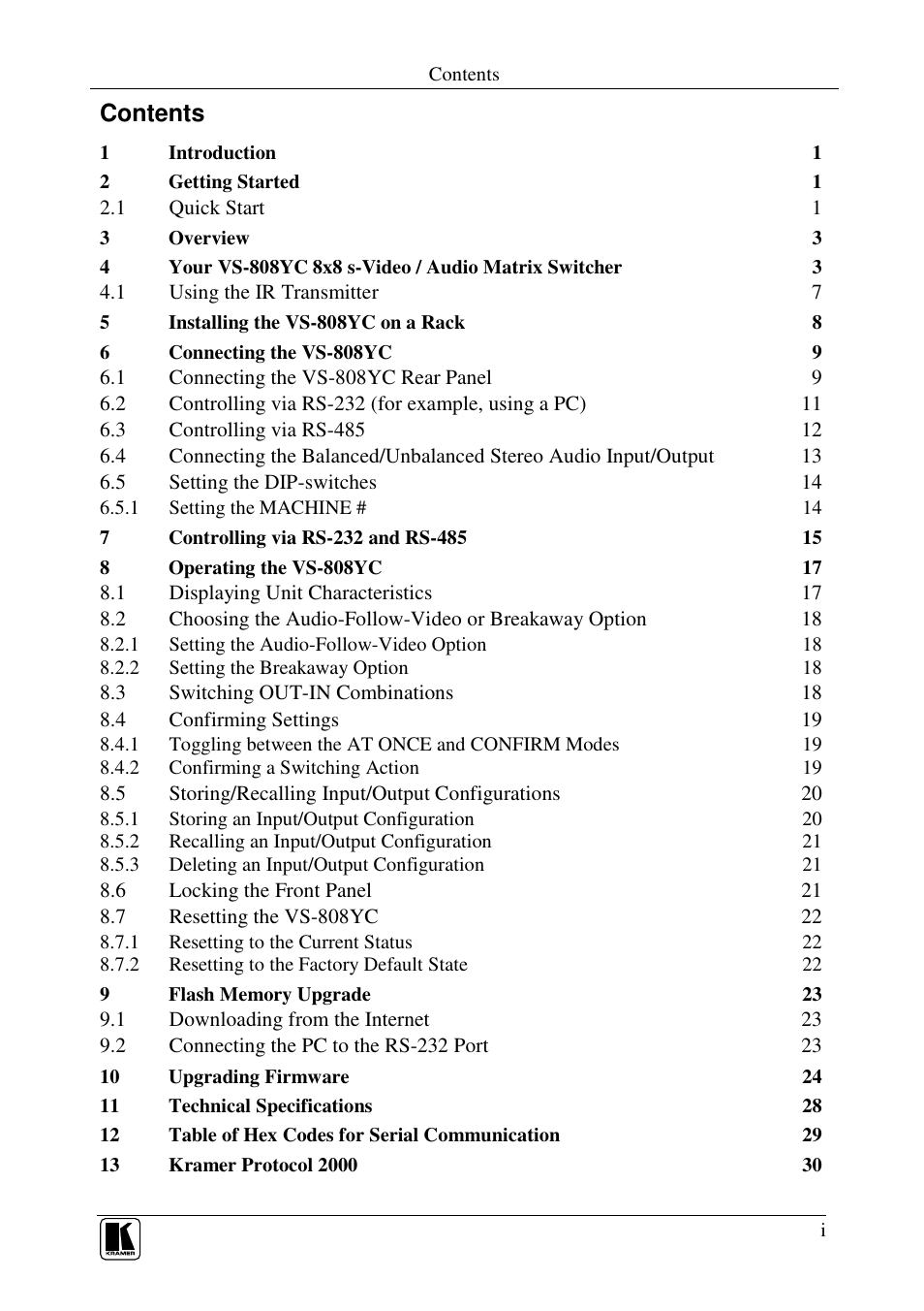 Kramer Electronics VS-808YC User Manual | Page 2 / 38