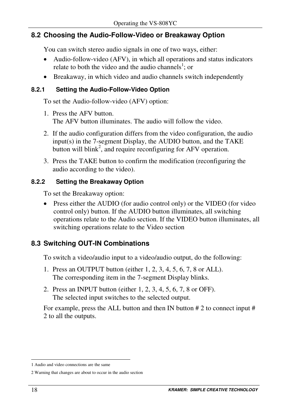 Kramer Electronics VS-808YC User Manual | Page 21 / 38