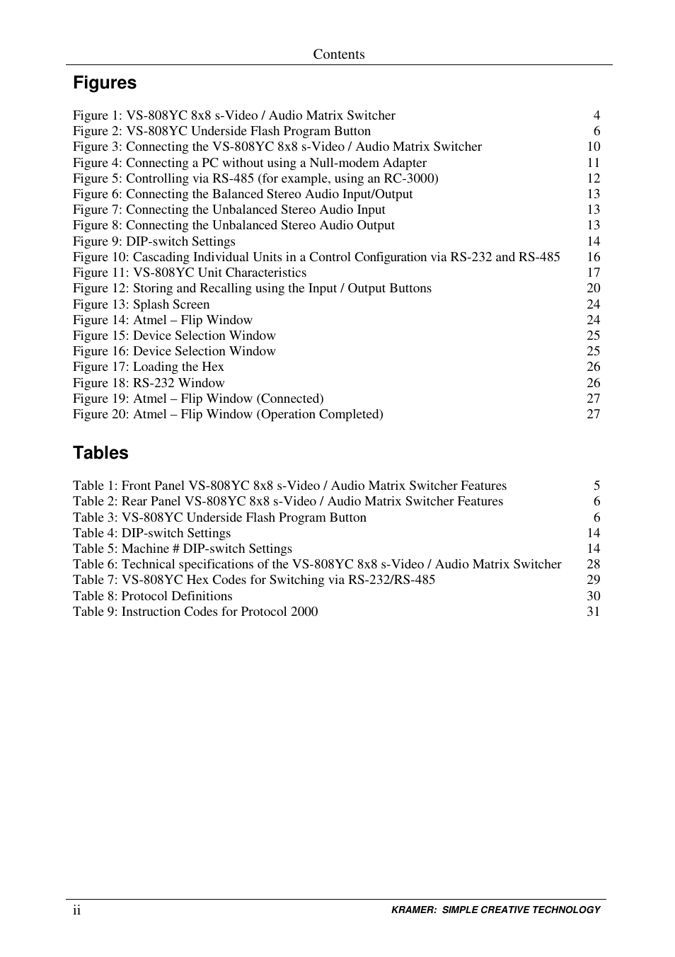 Figures, Tables | Kramer Electronics VS-808YC User Manual | Page 3 / 38