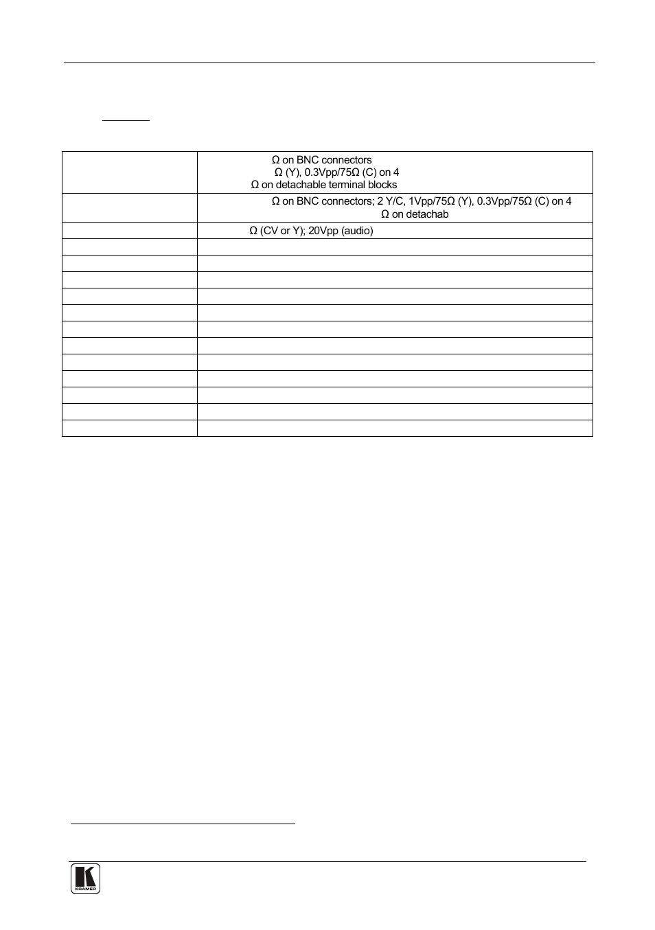 Technical specifications, Table 4: technical specifications of the vs-812, Table 4 includes the technical specifications | Kramer Electronics VS-812 User Manual | Page 24 / 26