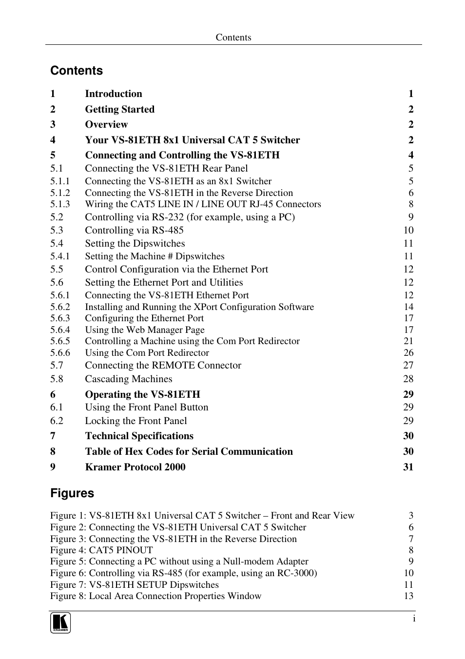 Kramer Electronics VS-81ETH User Manual | Page 2 / 41