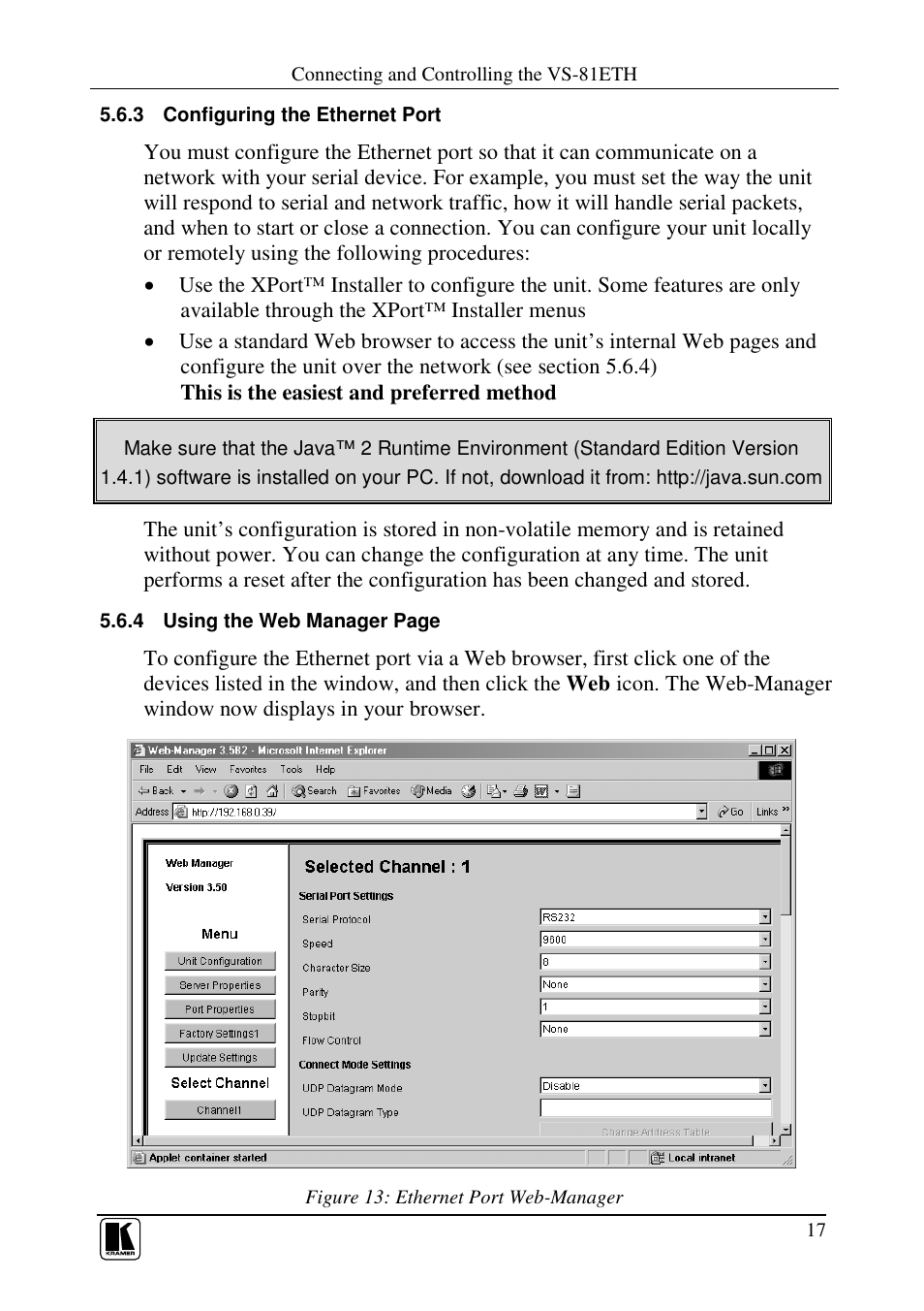Kramer Electronics VS-81ETH User Manual | Page 20 / 41