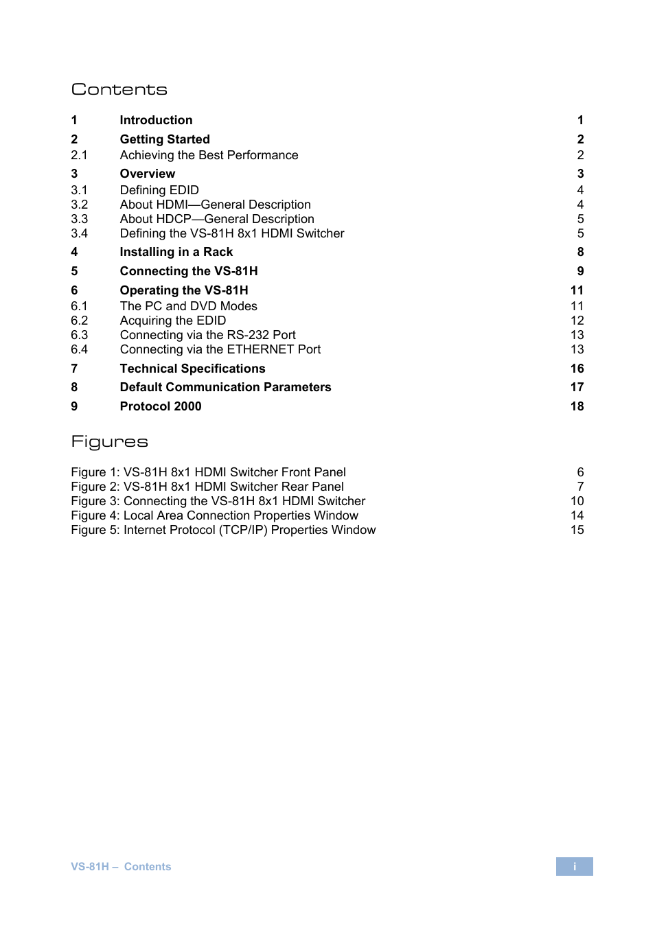 Kramer Electronics VS-81H User Manual | Page 3 / 24