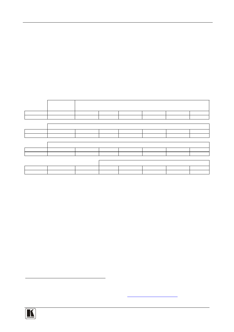 9 kramer protocol 2000, Kramer protocol 2000, Table 4: protocol definitions | Kramer Electronics VS-81HDxl User Manual | Page 21 / 25