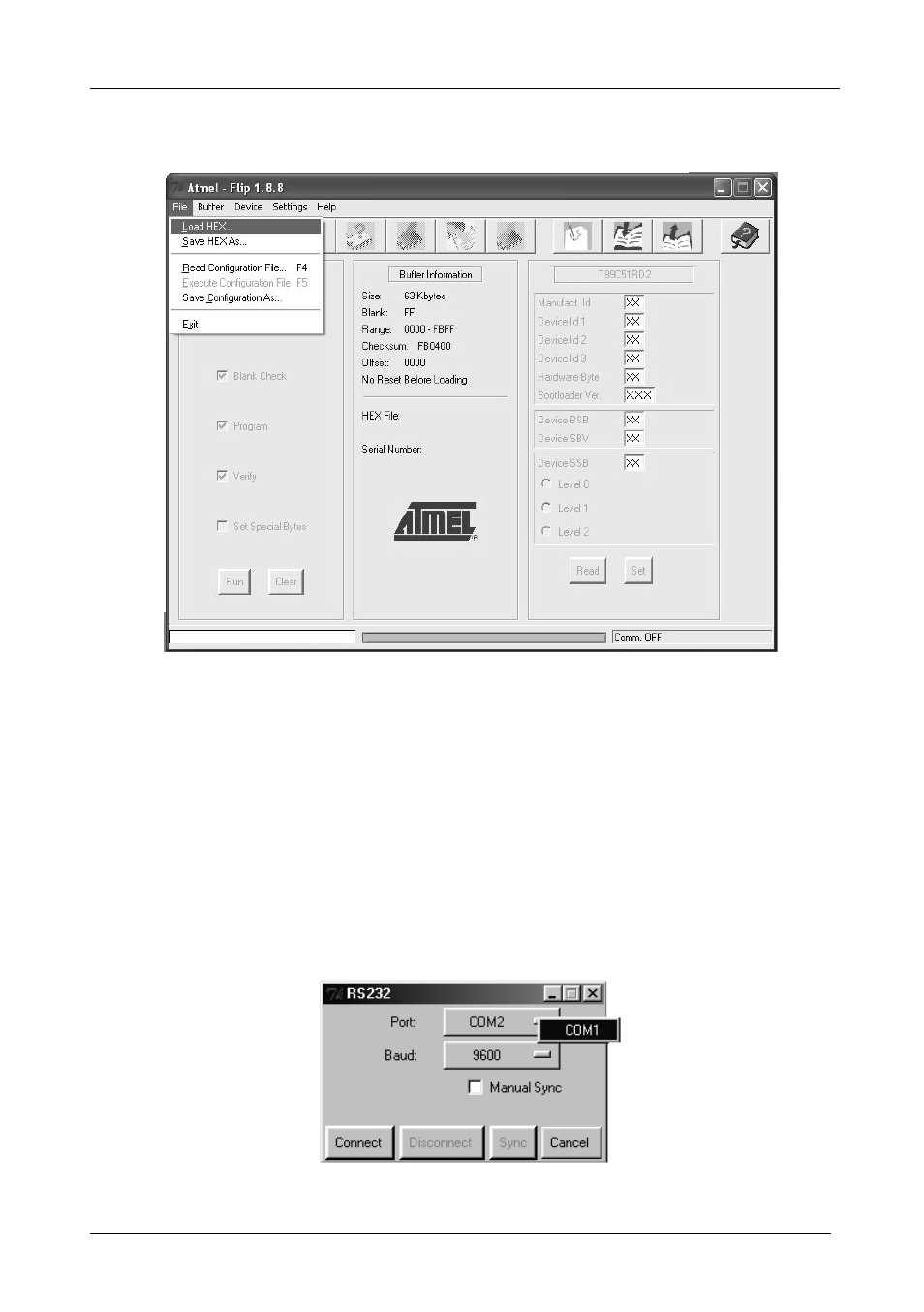 Figure 16: loading the hex, Figure 17: rs-232 window | Kramer Electronics VS-81SP User Manual | Page 25 / 32