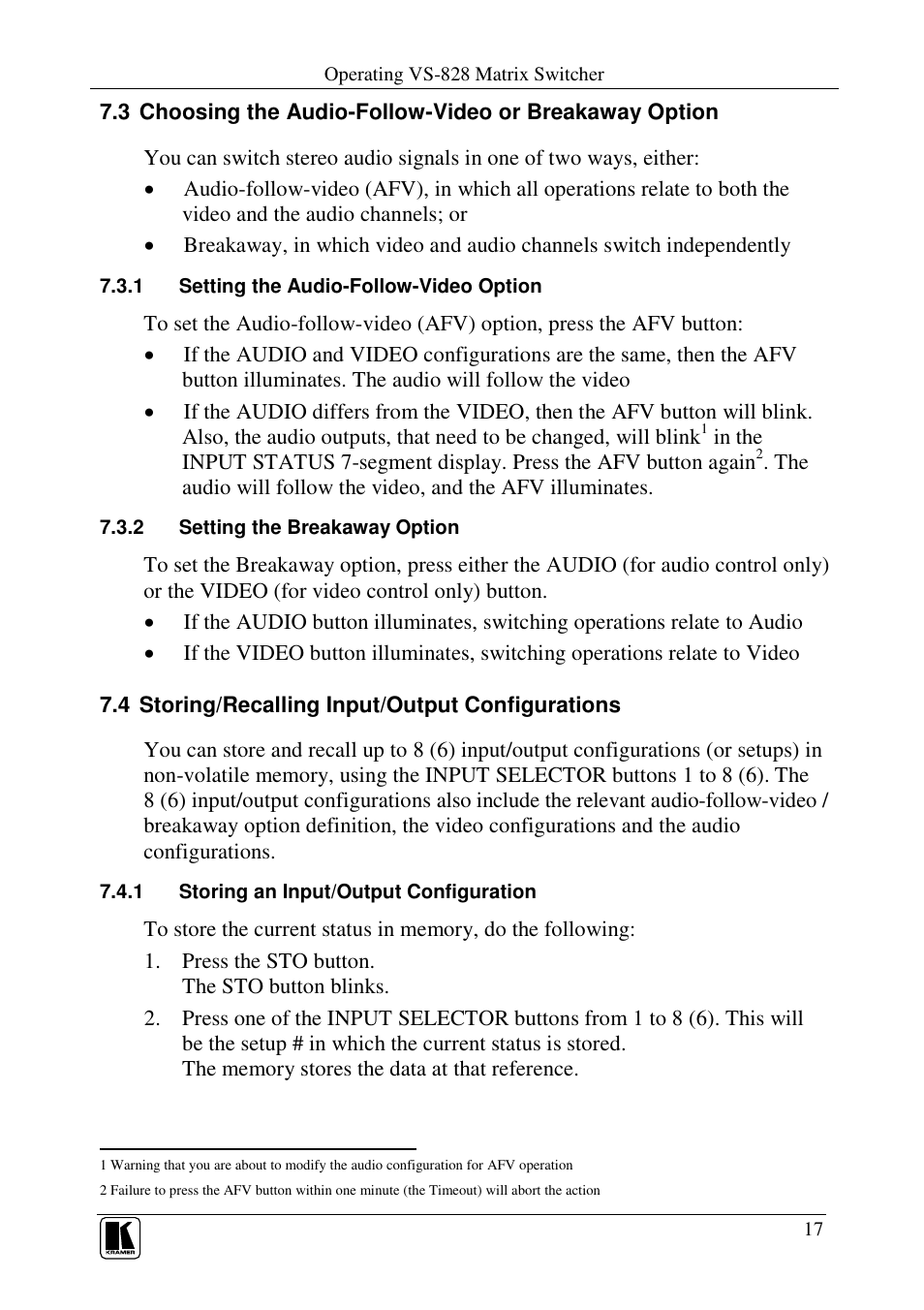 Kramer Electronics VS-828 User Manual | Page 20 / 28