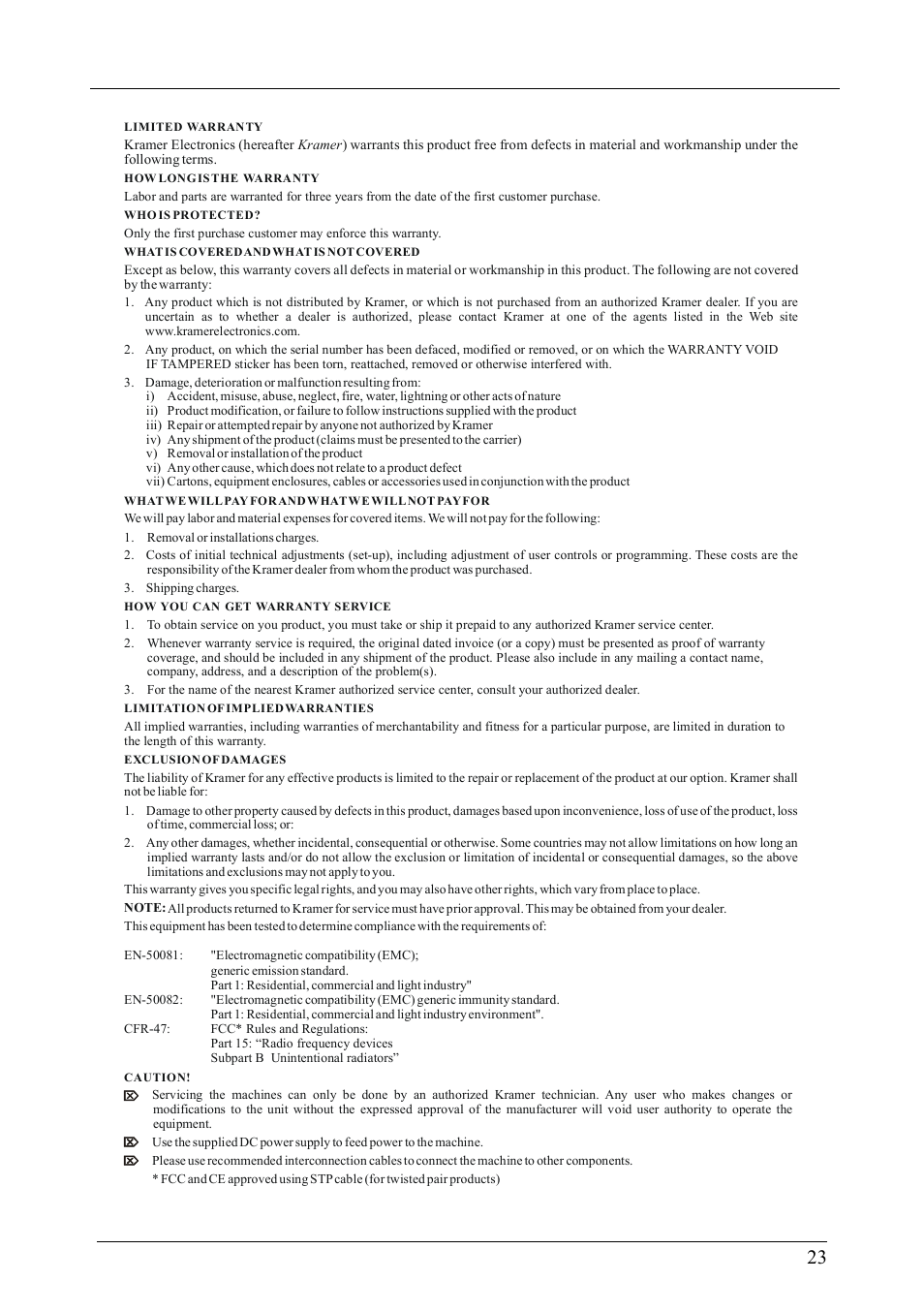 Kramer Electronics VS-84H User Manual | Page 26 / 27