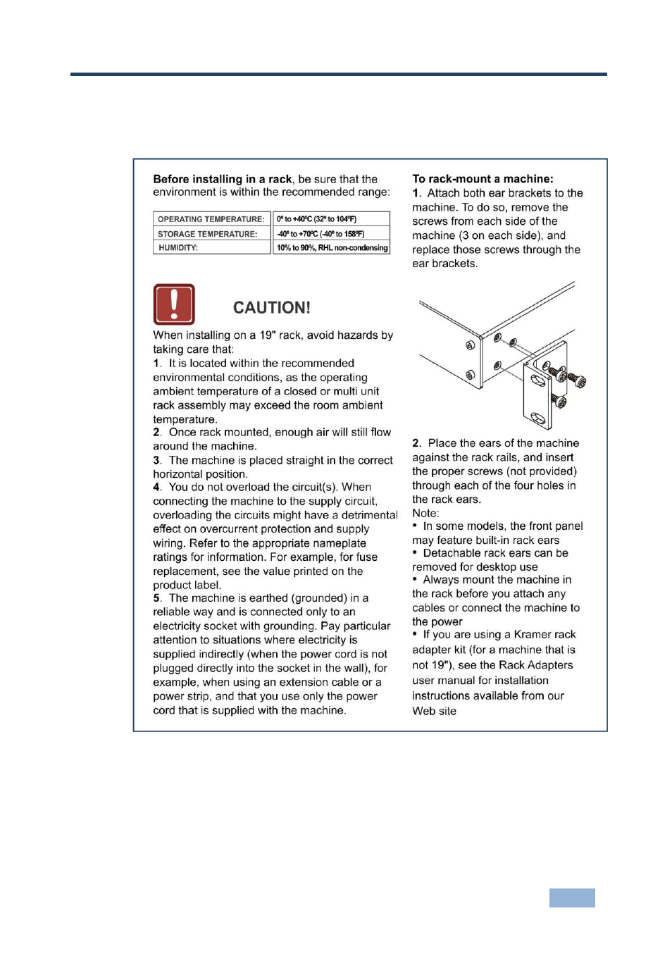 4 installing in a rack, Installing in a rack, 4installing in a rack | Kramer Electronics VS-84HDCPxl User Manual | Page 12 / 30