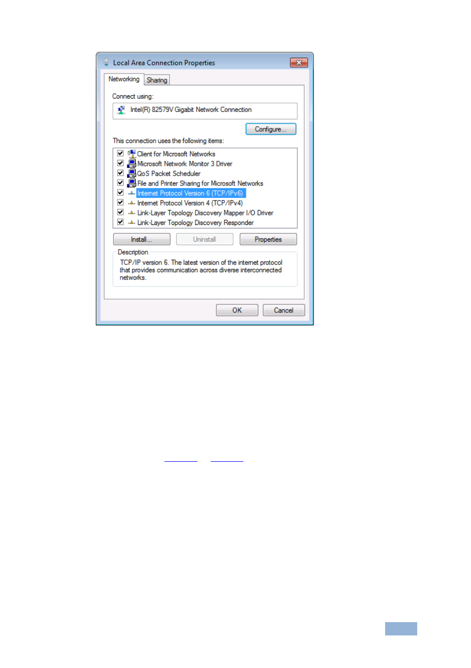 Figure 4: local area connection properties window, Figure 4 | Kramer Electronics VS-84HDCPxl User Manual | Page 16 / 30