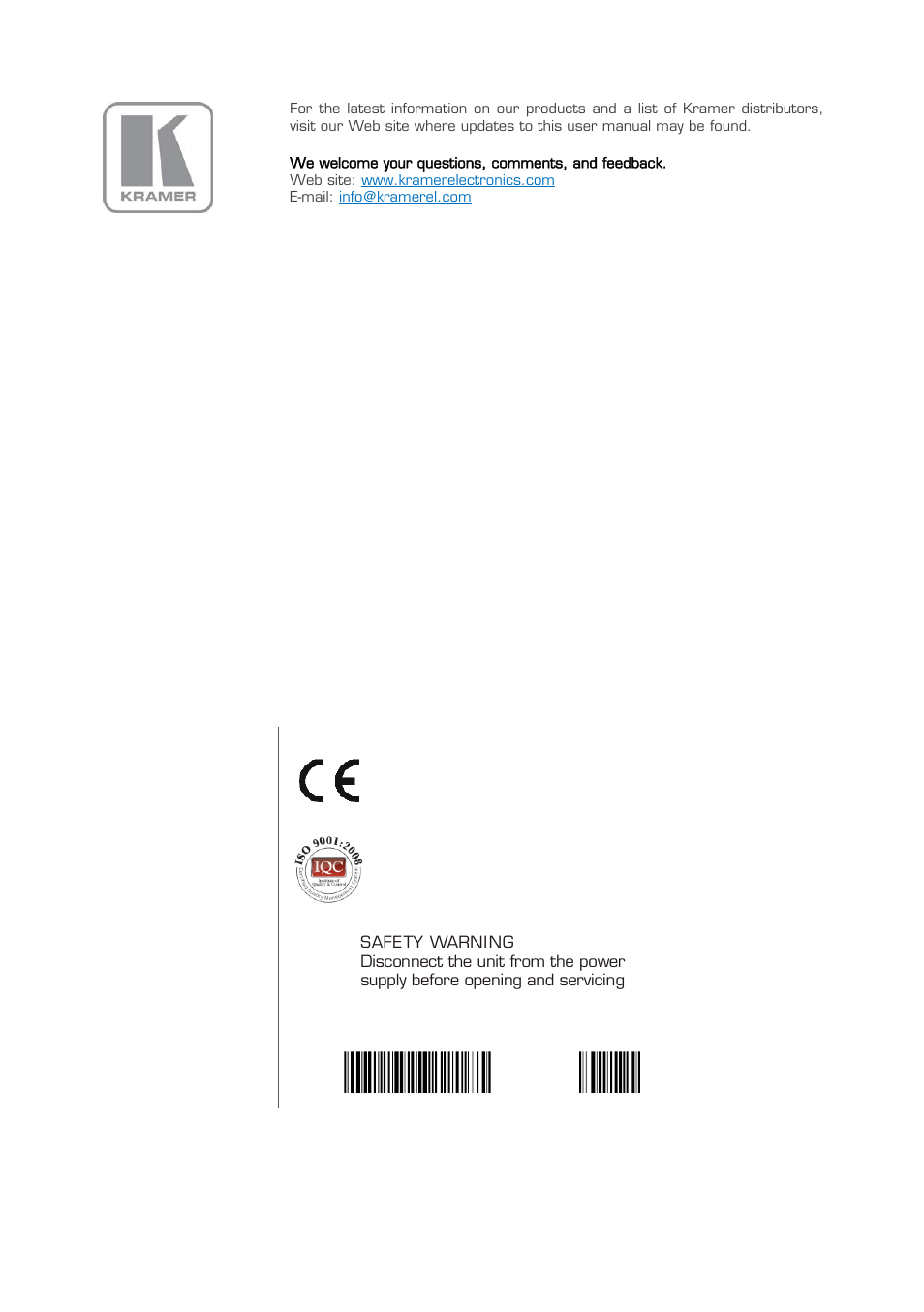 Kramer Electronics VS-84HDCPxl User Manual | Page 30 / 30