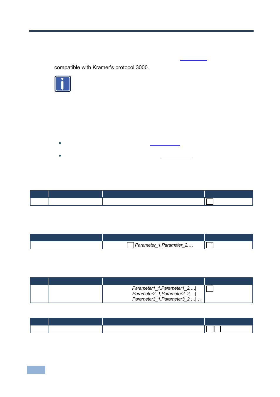 11 protocol 3000, 1 kramer protocol 3000 syntax, 1 host message format | 1 simple command, 2 command string, 2 device message format, Protocol 3000, Kramer protocol 3000 syntax | Kramer Electronics VS-84HN User Manual | Page 31 / 36