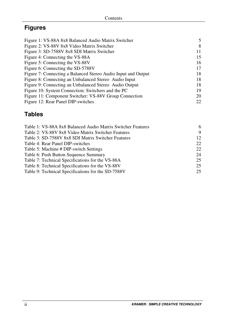 Kramer Electronics VS-88V User Manual | Page 3 / 30