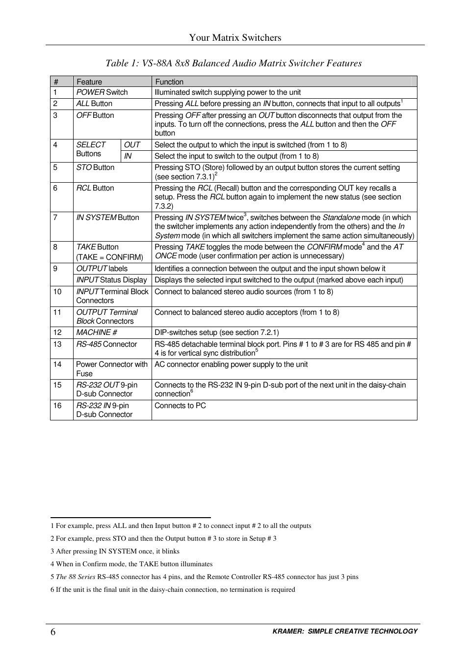 Your matrix switchers | Kramer Electronics VS-88V User Manual | Page 9 / 30