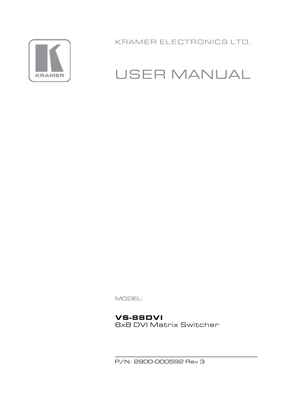 Kramer Electronics VS-88DVI User Manual | 28 pages