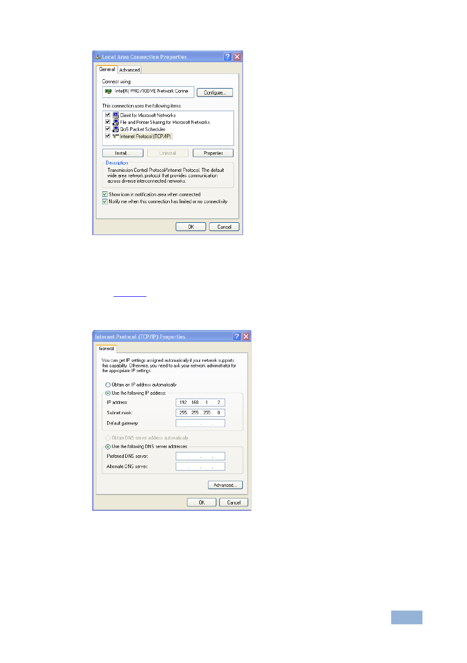 Figure 6: local area connection properties window, Figure 6 | Kramer Electronics VS-88DVI User Manual | Page 20 / 28