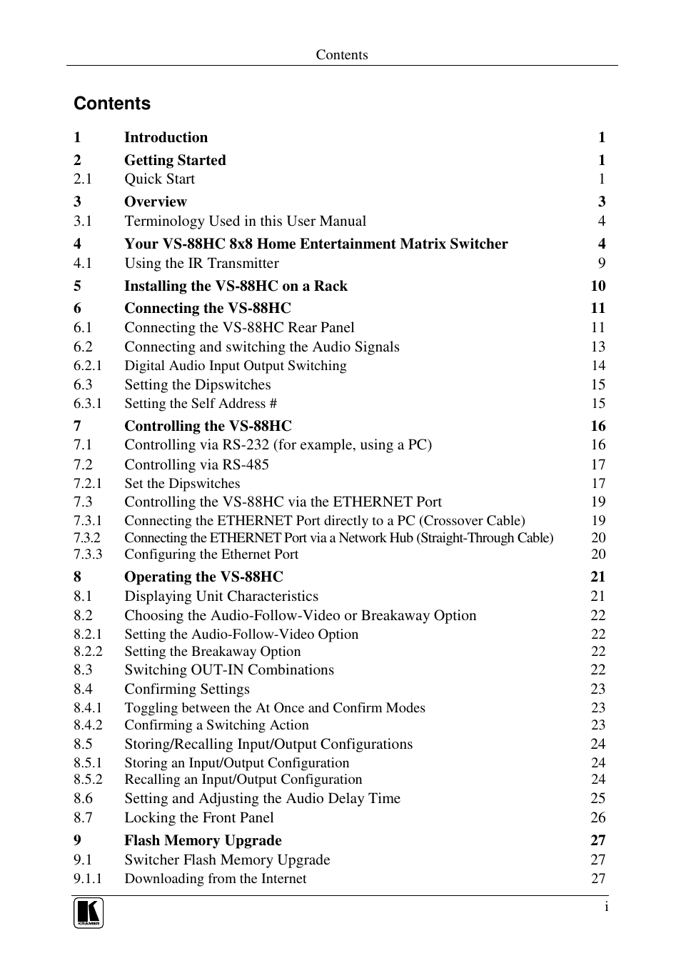 Kramer Electronics VS-88HC User Manual | Page 2 / 49