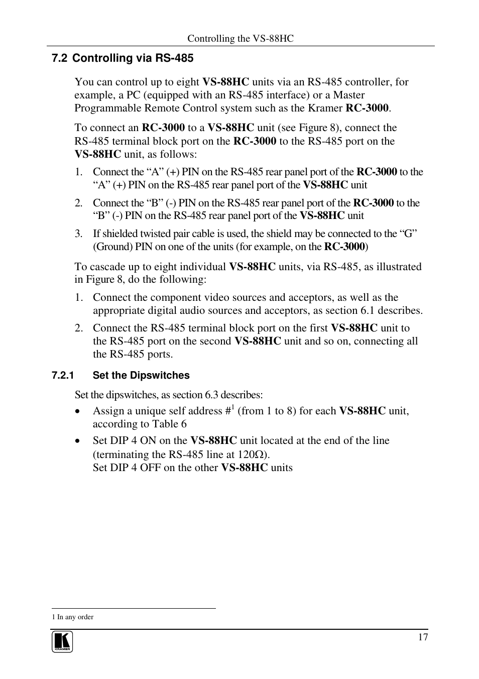 Kramer Electronics VS-88HC User Manual | Page 21 / 49