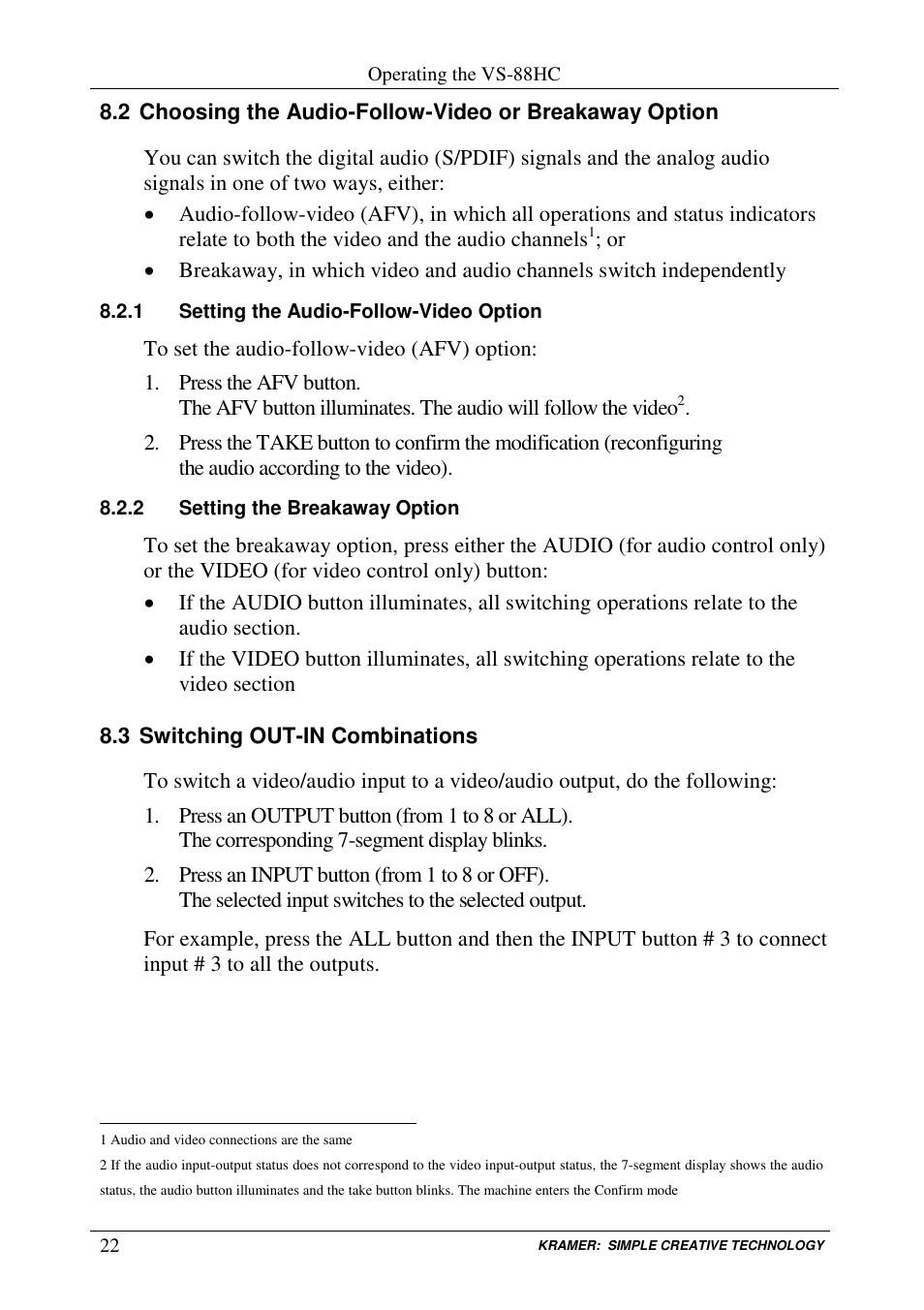 Kramer Electronics VS-88HC User Manual | Page 26 / 49