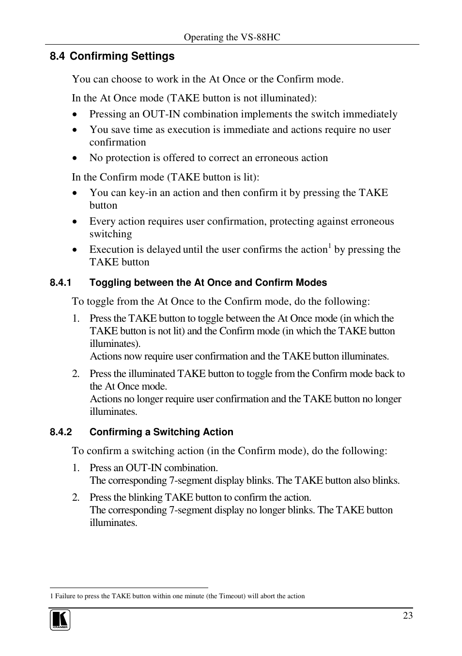 Kramer Electronics VS-88HC User Manual | Page 27 / 49