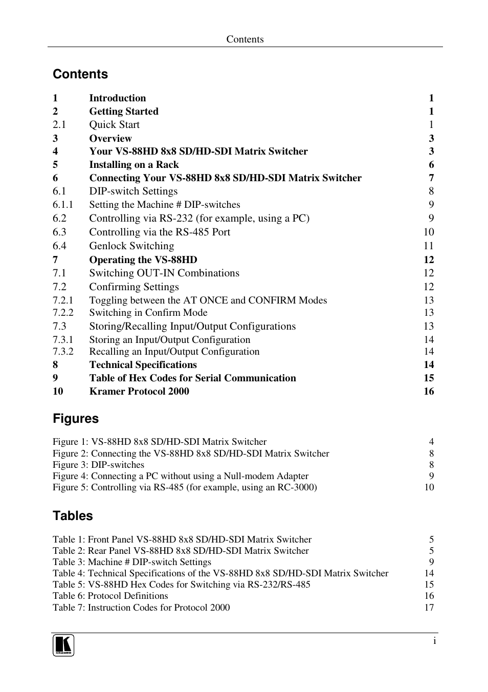 Kramer Electronics VS-88HD User Manual | Page 2 / 21