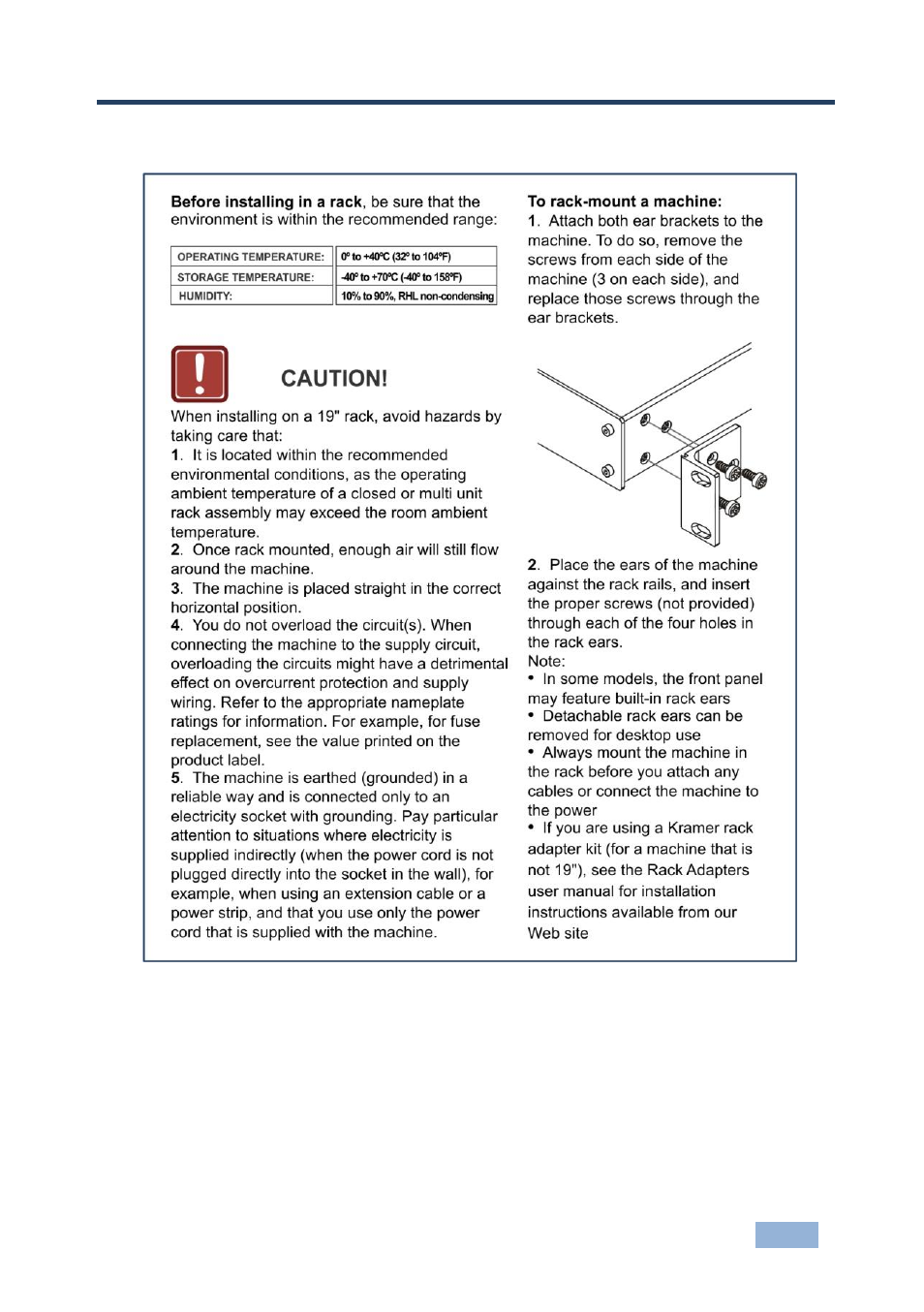 4 installing in a rack, Installing in a rack | Kramer Electronics VS-88HDCPxl User Manual | Page 12 / 30