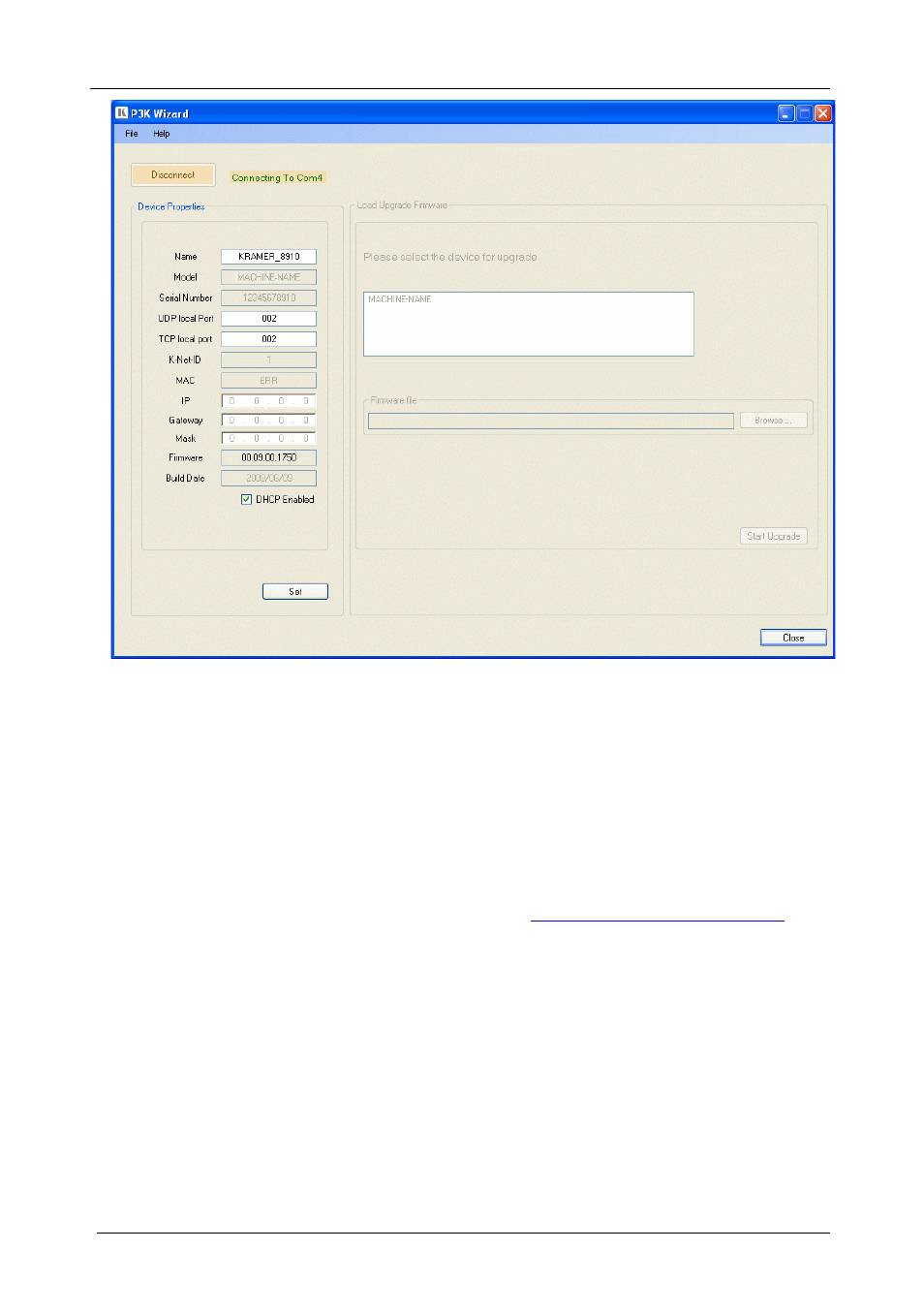 2 updating the vs-88hdxl firmware, Updating the vs-88hdxl firmware, Figure 12: device properties window | Kramer Electronics VS-88HDxl User Manual | Page 30 / 43