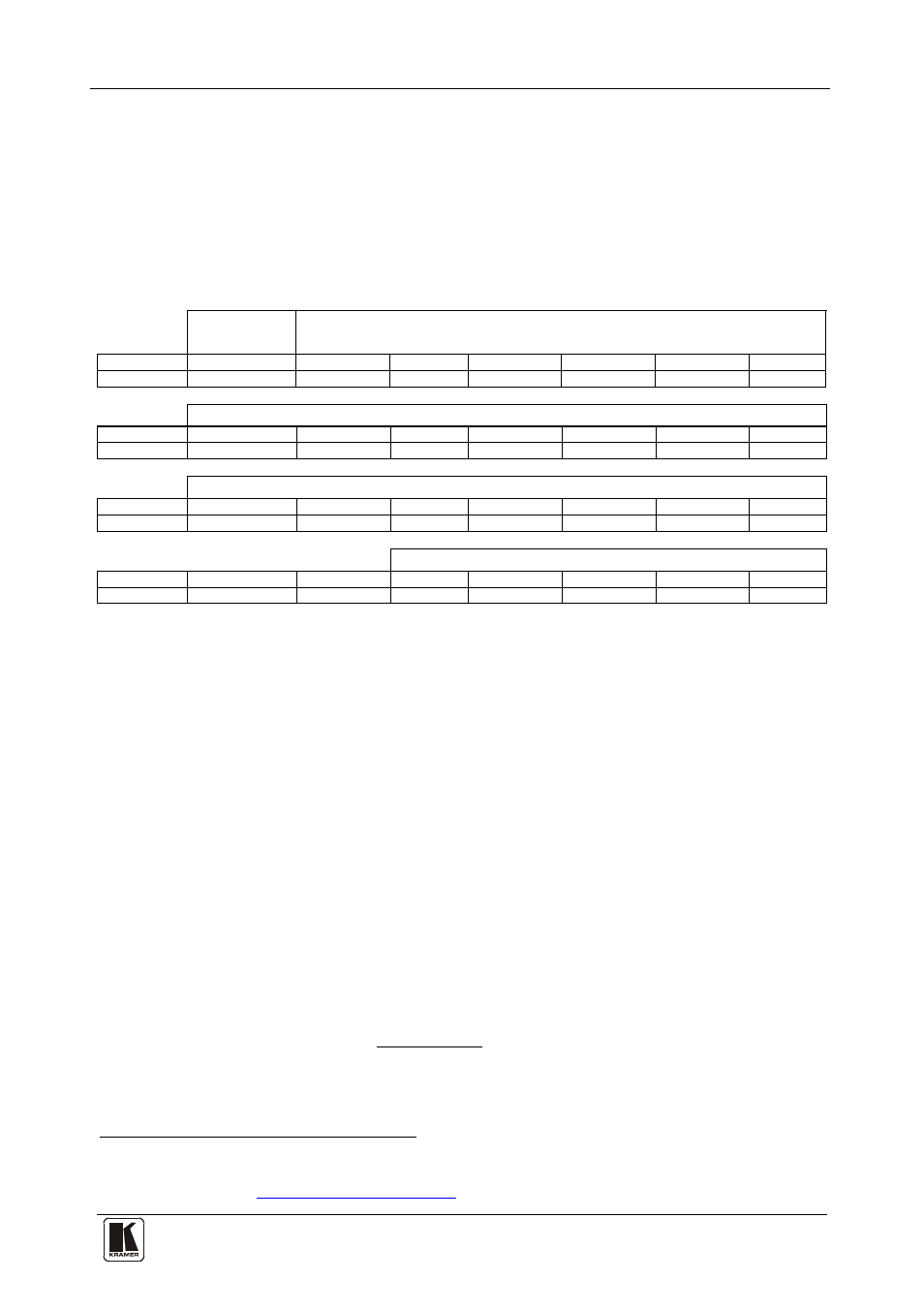 12 kramer protocol 2000, Kramer protocol 2000, Table 8: protocol definitions | Kramer Electronics VS-88HDxl User Manual | Page 39 / 43