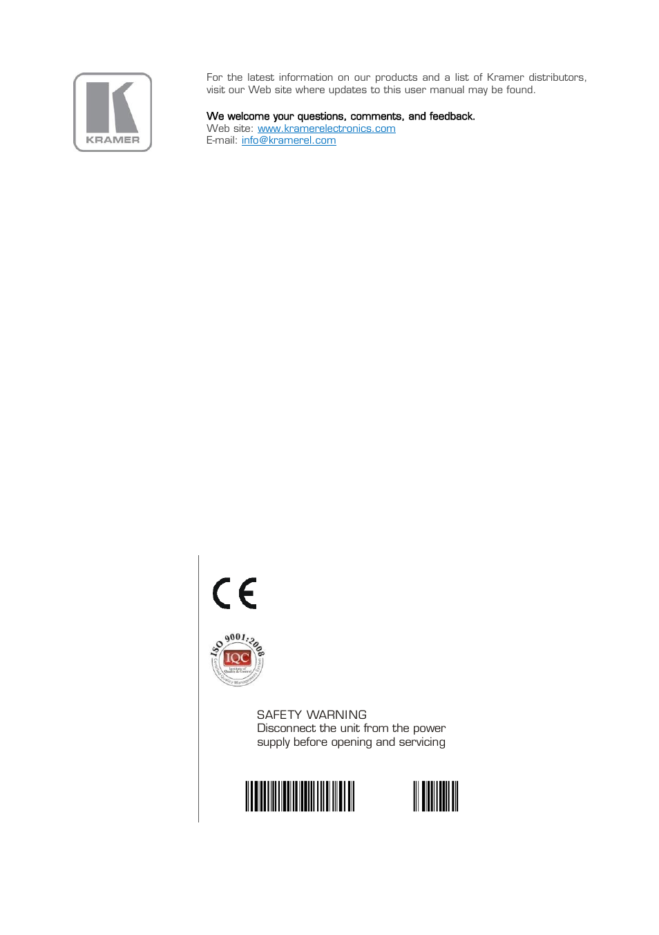 Kramer Electronics VS-88HN User Manual | Page 36 / 36