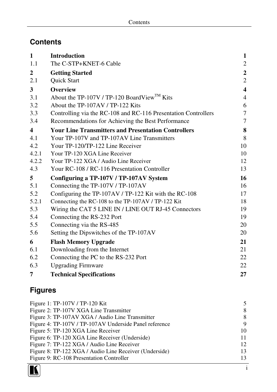 Kramer Electronics TP-107AV User Manual | Page 2 / 32