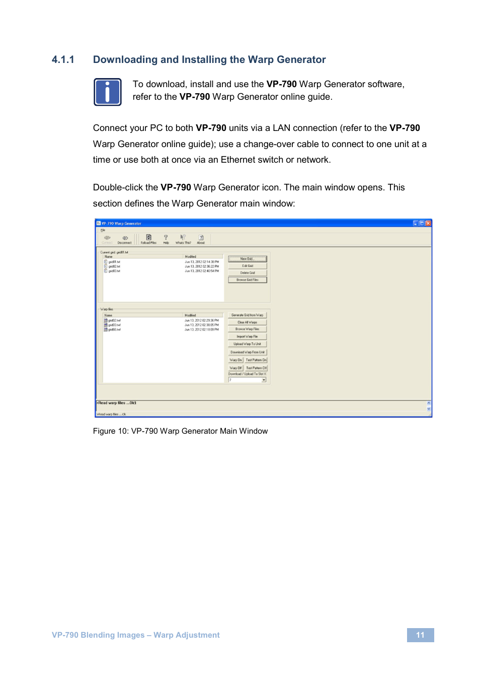 Figure 10: vp-790 warp generator main window | Kramer Electronics VP-790 User Manual | Page 13 / 17