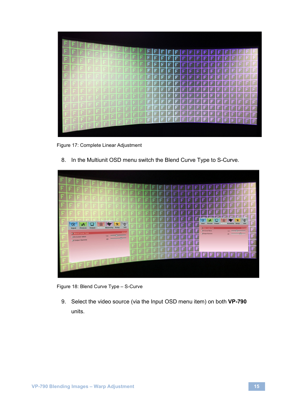 Figure 17: complete linear adjustment, Figure 18: blend curve type – s-curve, Figure 17 | Kramer Electronics VP-790 User Manual | Page 17 / 17
