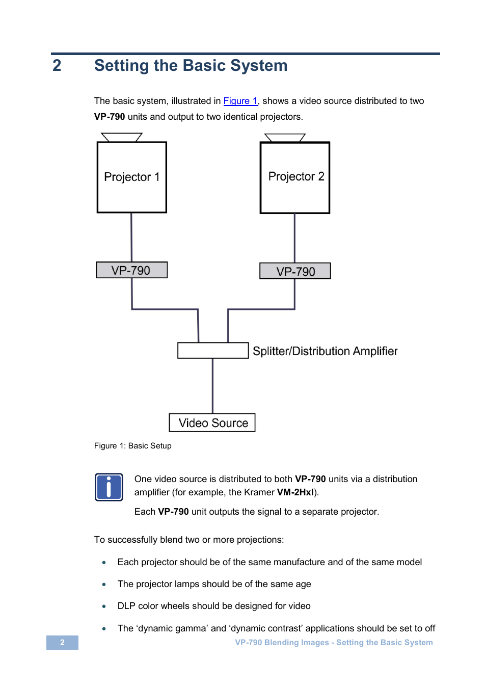 2 setting the basic system, Setting the basic system, Figure 1: basic setup | 2setting the basic system | Kramer Electronics VP-790 User Manual | Page 4 / 17