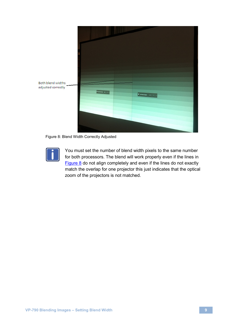 Figure 8: blend width correctly adjusted, Figure 8 | Kramer Electronics VP-790 User Manual | Page 11 / 18