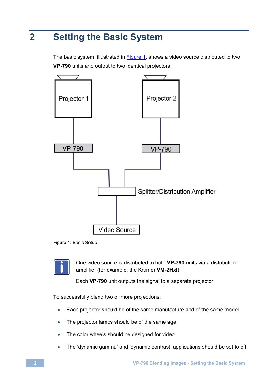 2 setting the basic system, Setting the basic system, Figure 1: basic setup | 2setting the basic system | Kramer Electronics VP-790 User Manual | Page 4 / 18