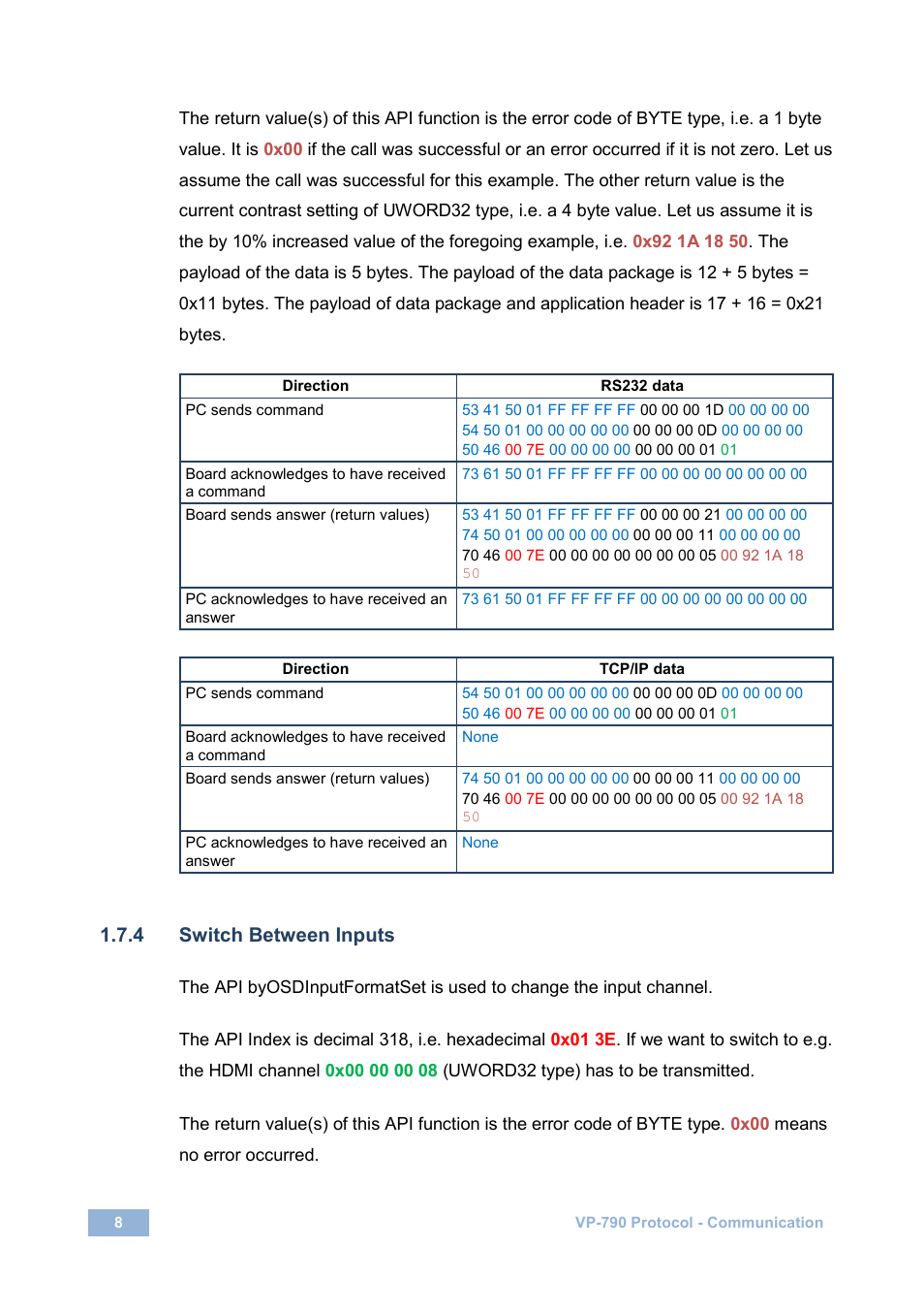 4 switch between inputs, On 1.7.4 | Kramer Electronics VP-790 User Manual | Page 12 / 126