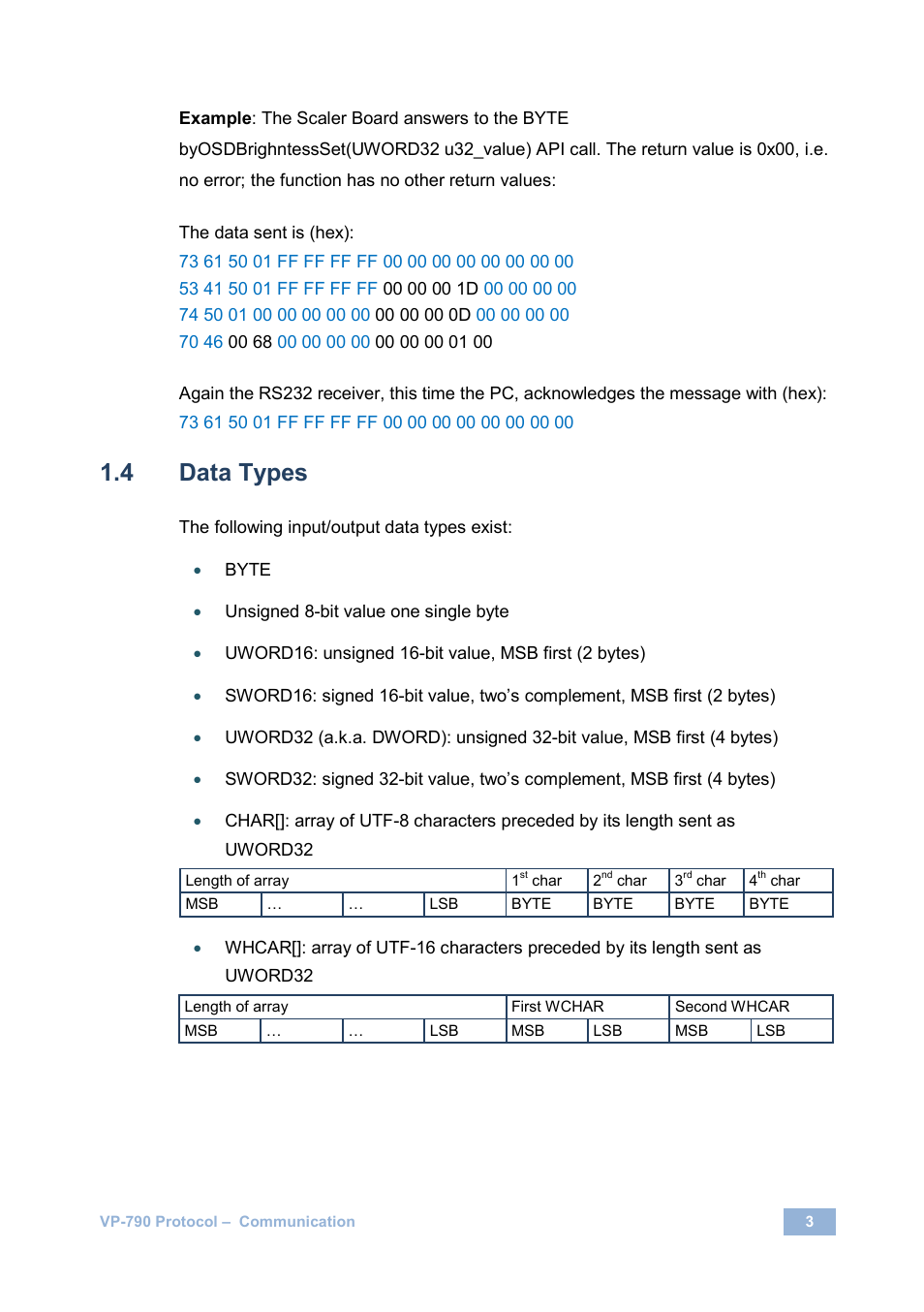 Data types | Kramer Electronics VP-790 User Manual | Page 7 / 126