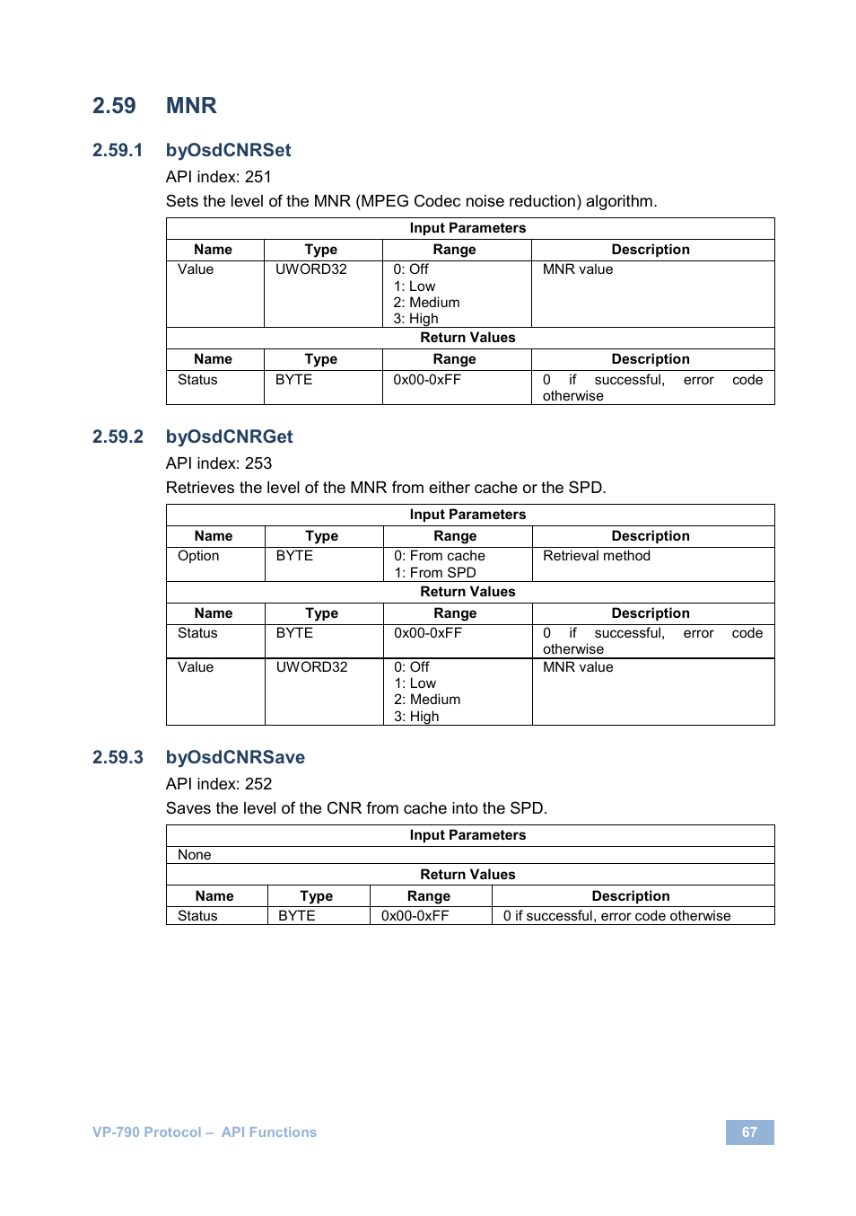 Byosdcnrset, Byosdcnrget, Byosdcnrsave | Kramer Electronics VP-790 User Manual | Page 71 / 126