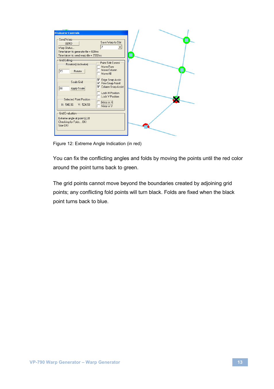 Figure 12: extreme angle indication (in red) | Kramer Electronics VP-790 User Manual | Page 15 / 27