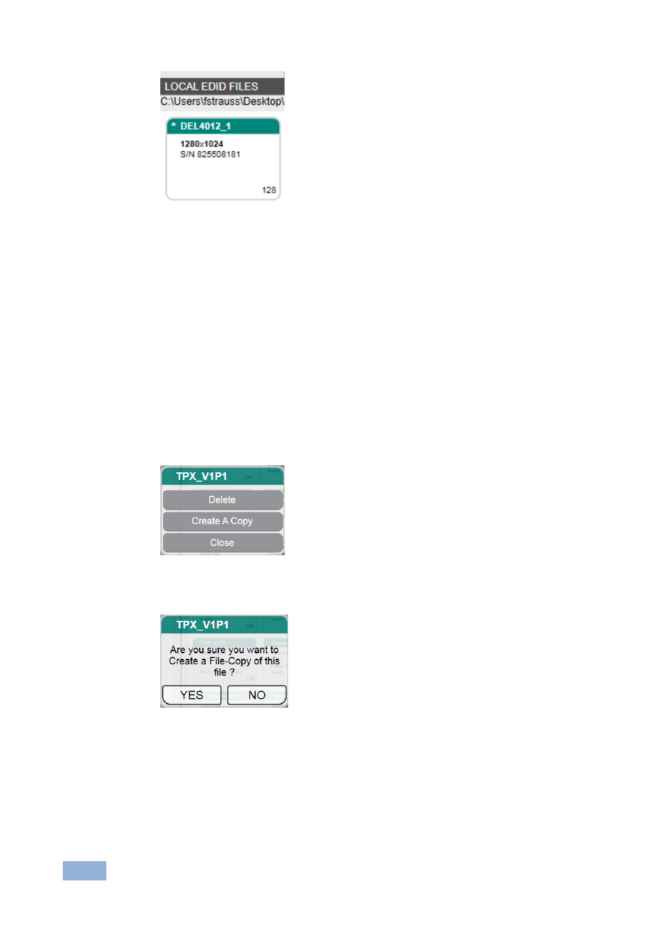 6 copying or deleting an edid to/from the disk, Copying or deleting an edid to/from the disk | Kramer Electronics EDID Designer User Manual | Page 16 / 33