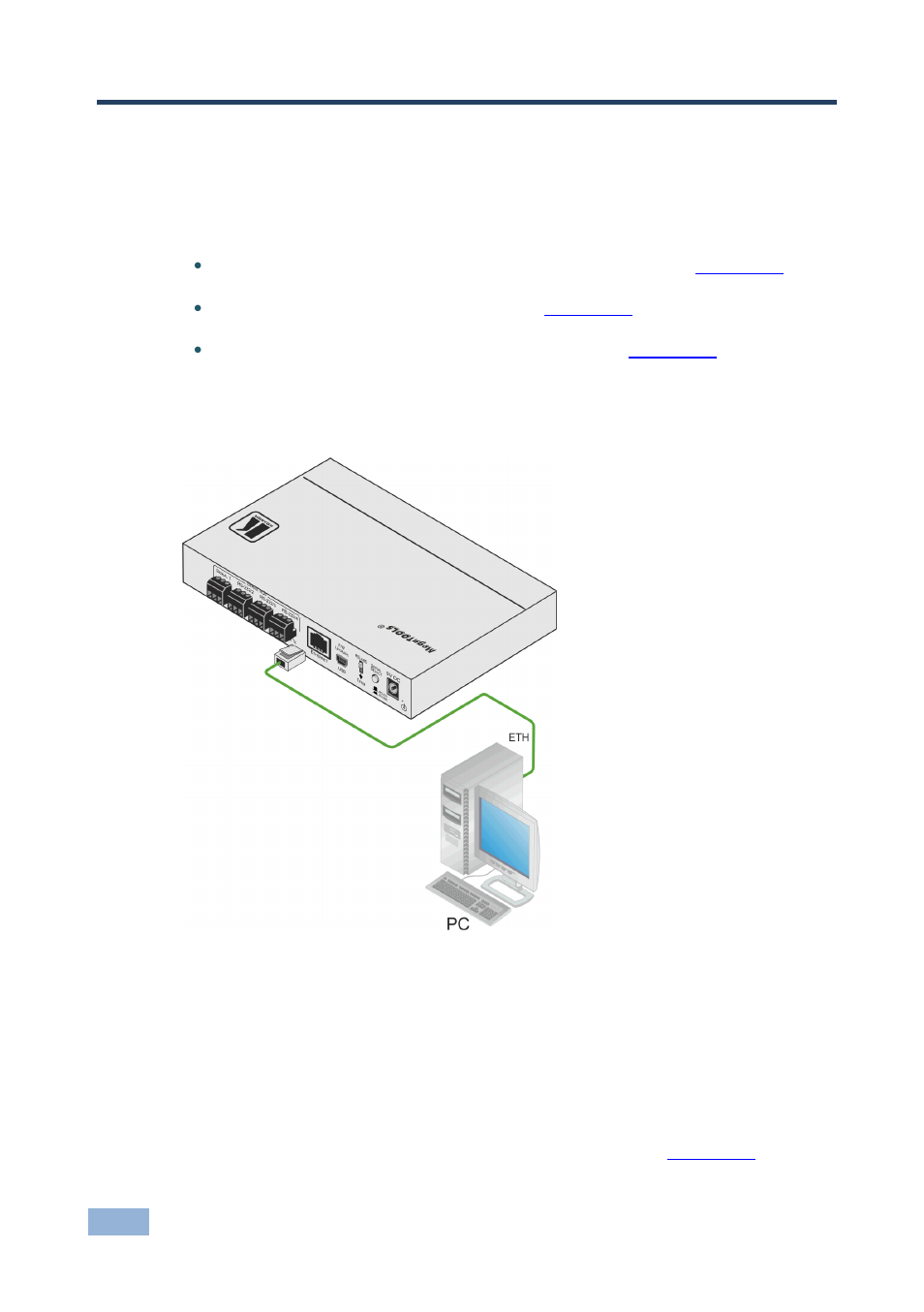 5 initial configuration and use overview, 1 configuring the fc-21eth, fc-22eth and fc-24eth, Initial configuration and use overview | Configuring the fc-21eth, fc-22eth and fc-24eth, 5initial configuration and use overview | Kramer Electronics FC-24ETH User Manual | Page 16 / 47