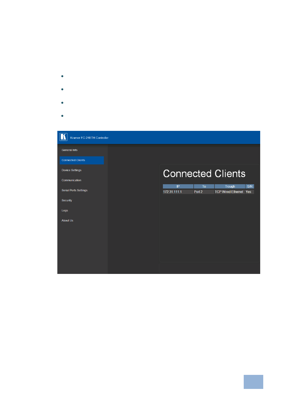 2 connected clients page | Kramer Electronics FC-24ETH User Manual | Page 29 / 47