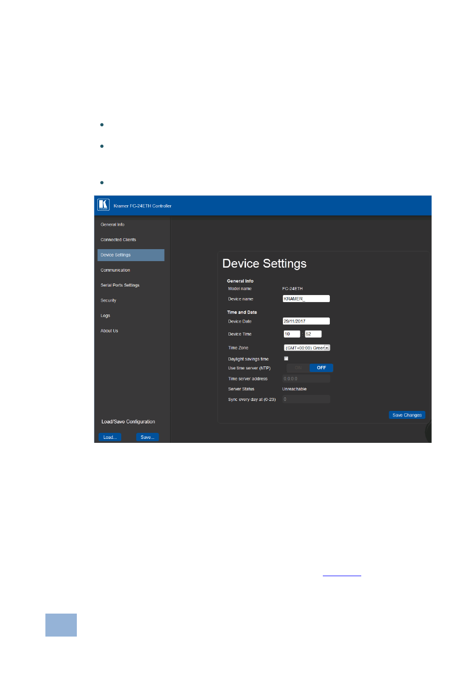 Figure 16, 3 device settings page | Kramer Electronics FC-24ETH User Manual | Page 30 / 47