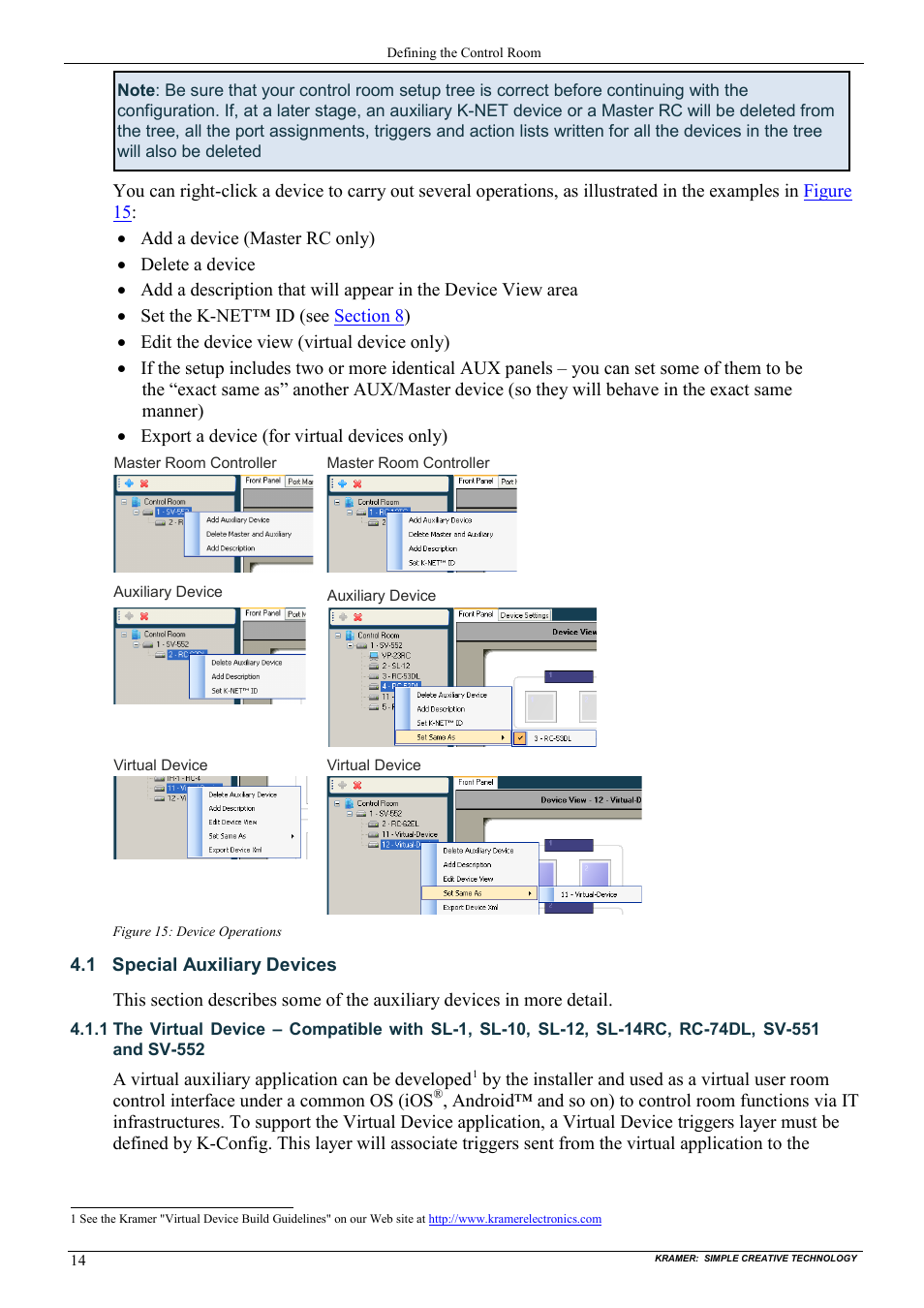 1 special auxiliary devices, Special auxiliary devices, Figure 15: device operations | Kramer Electronics WP-501 User Manual | Page 21 / 94