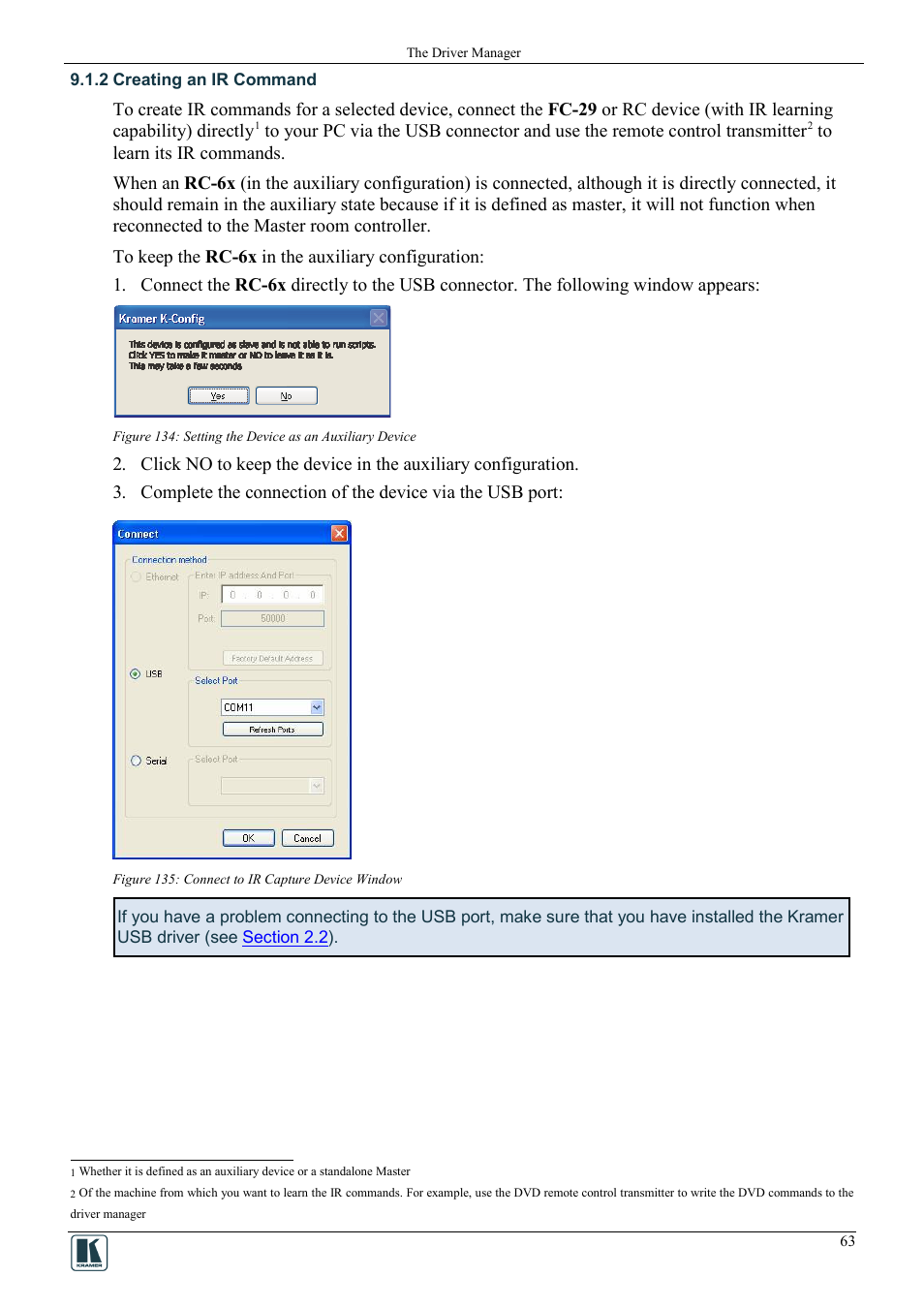 2 creating an ir command, Creating an ir command, Figure 135: connect to ir capture device window | On 9.1.2 | Kramer Electronics WP-501 User Manual | Page 70 / 94