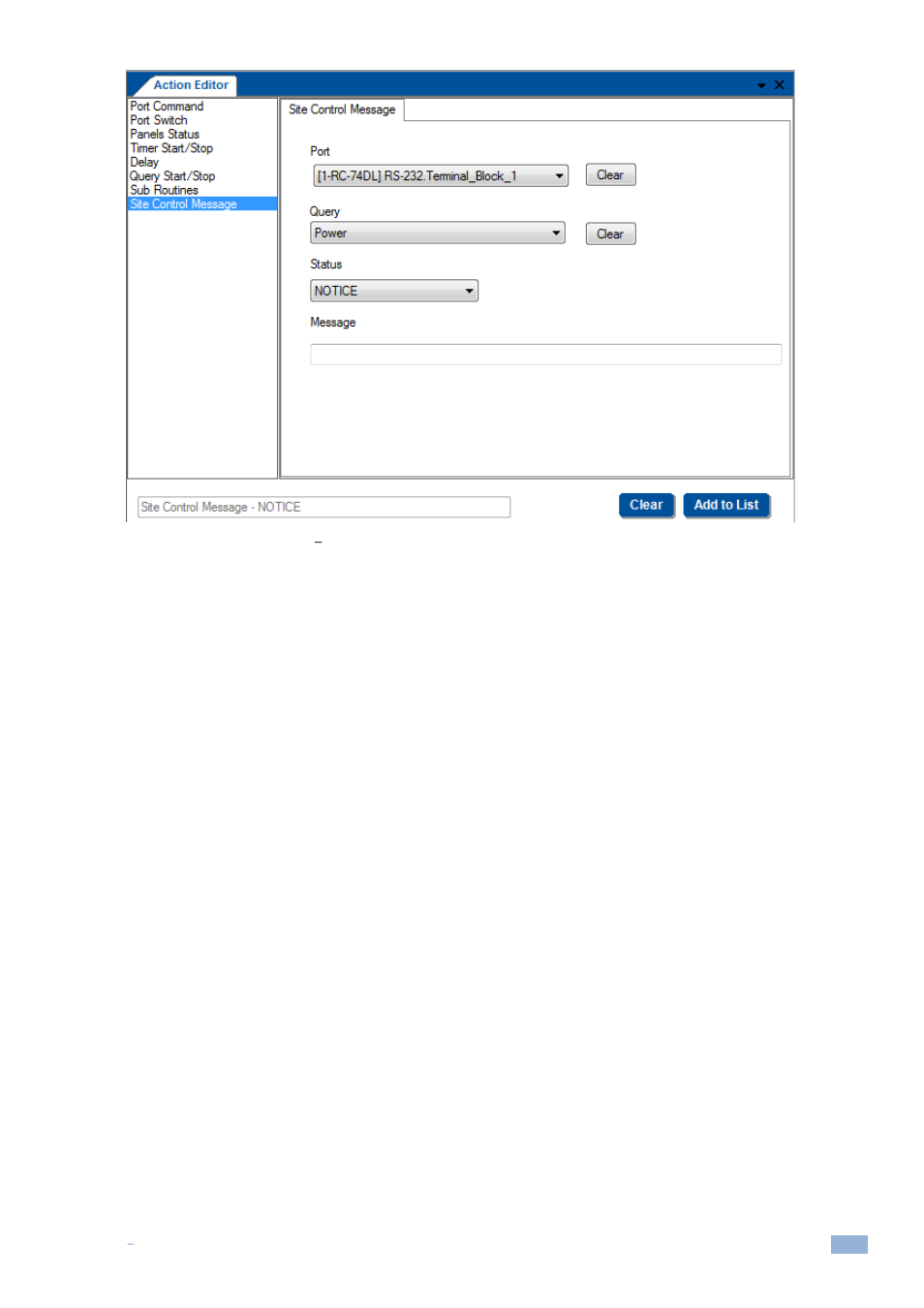 Figure 207: site control message, Type the message | Kramer Electronics WP-501 User Manual | Page 120 / 137